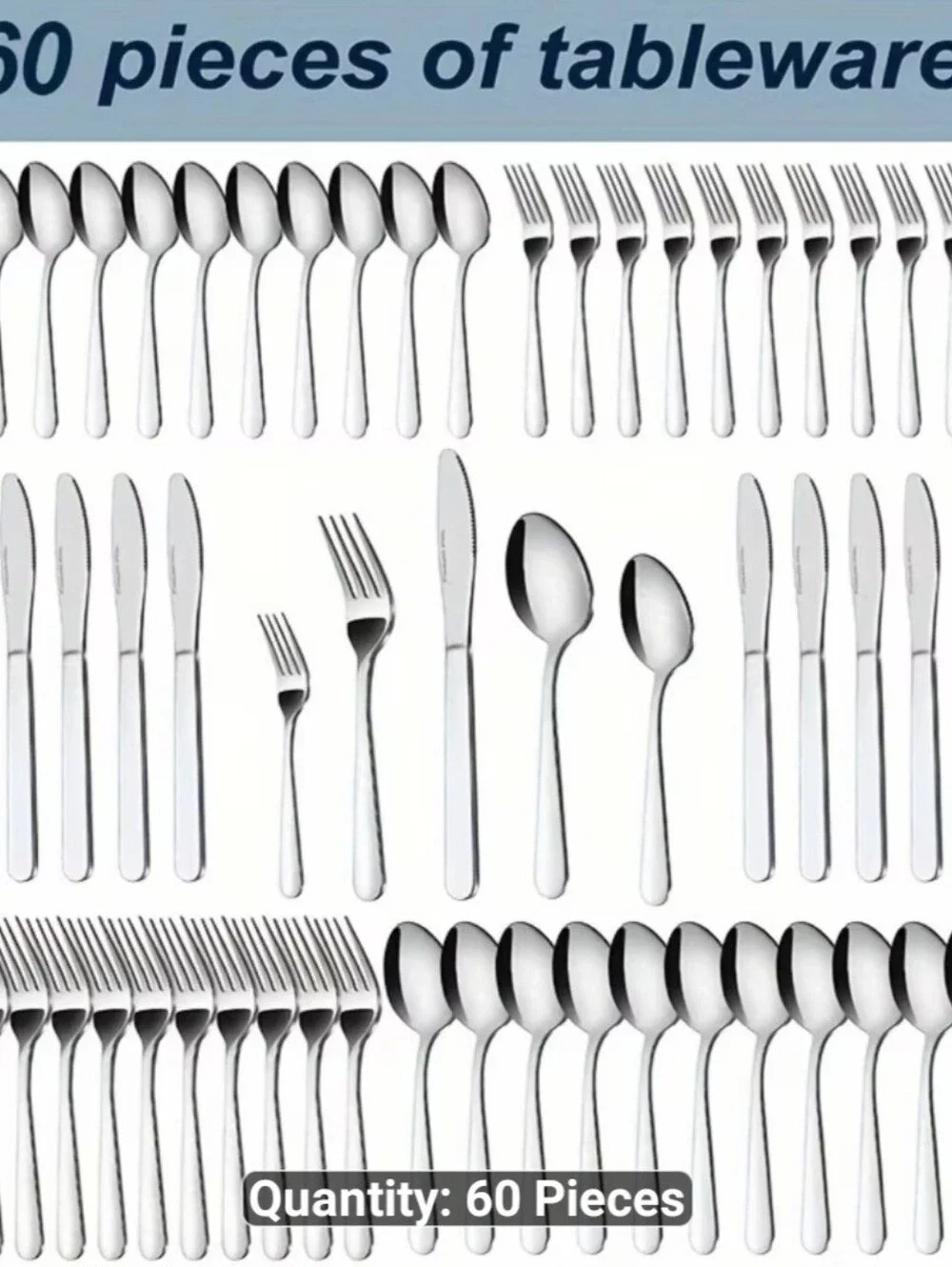 New 60pc Premium Stainless Steel Flatware Set -1518-1693